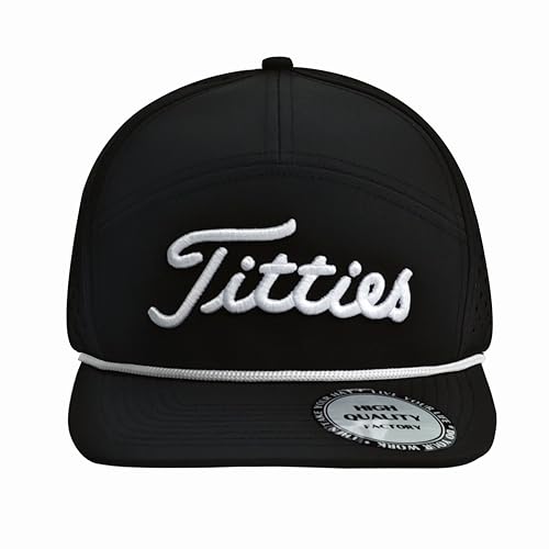 Image of Bamveio Funny Titteiss Golf Hats Flat Bill for Men Women,Titties Golf Gifts Baseball Cap for Adults Humor,Black 5