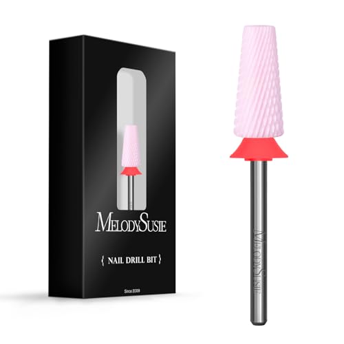 Image of MelodySusie 5 in 1 Nail Drill Bits, 3 /32'' Ceramic Cross Cut Bits, Suitable for Manicure Pedicure Cuticle Gel Polishing, Pink, Series Bit-M, Fine