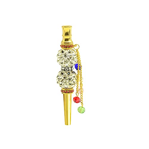 Hookah Tips Shisha Hookah Accessories Luxury Elegant Metallic Diamond Hookah Tips Mouthpiece Hookah Nargila Shisha Hose Mouth Tips Metal Hookah Nozzle Cigarette Holder(1pcs) (Crystal Diamond)