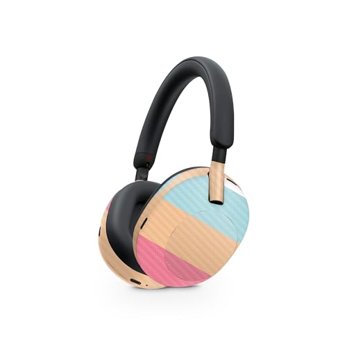 Image of MightySkins Carbon Fiber Skin Compatible with Sony WH-1000XM5 Headphones - Peaches and Cream | Protective, Durable Textured Carbon Fiber Finish | Easy to Apply