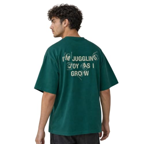 Image of Nobero Men's Oversized Graphic T-Shirt for Men | Soft Cotton | Drop Shoulder Relaxed Fit | Printed Casual Tshirt for Men