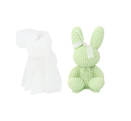 Xidmold 3D Bunny Candle Mold Easter Rabbit Silicone Mold for Fondant, Chocolate, Dessert, Cake Decor, Candle, Soap, Polymer Clay, Plaster Ornament, Resin Art (Rabbit)