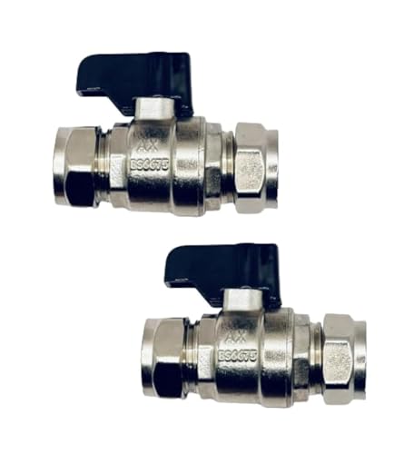 UKDD® 15mm Isolation Ball o fix Valves Straight Full Bore Black Lever Suitable HOT & Cold WRAS Approved (Pair)