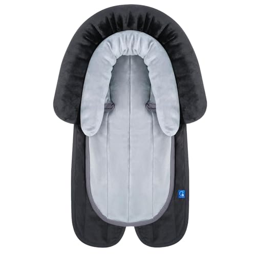 2-in-1 Baby Sitzverkleinerer Universal für alle Kinderwagen Buggy, Neugeborenen Einsatz, Kopfstütze für Babyschale und Autositze, Ideal für alle Jahreszeiten, 51x30cm, Schwarz