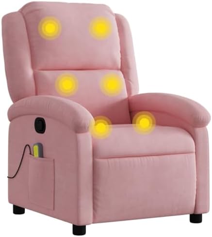 vidaXL Pink Velvet Reclining Massage Chair