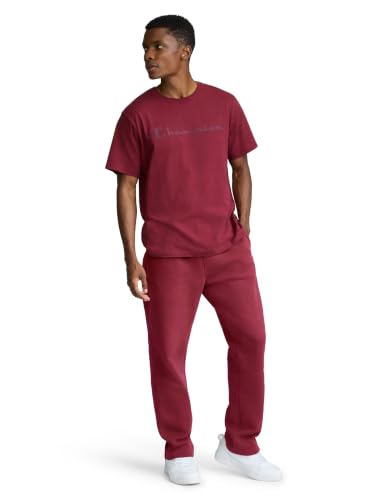 Image of Champion Men's Graphic Short Sleeve T-Shirt, Standard Fit, Tonal Script Logo, Midweight 100% Cotton