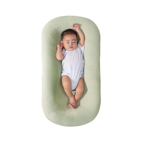 Image of Saanerueen Baby Lounger for Newborn 0-24 Months, Infant Nest Sleeping for Baby in Bed, Soft Breathable Washable Newborn Lounger for Baby (Green,0-12 Months)