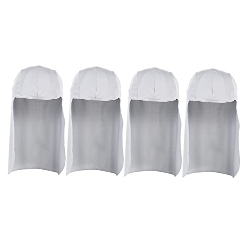 FOMIYES 4pcs Long Tail Wrap Hat Outdoor Sunshade Cap for Cycling Uv Protection Windproof Neck Shade Hat Breathable Material Light Grey