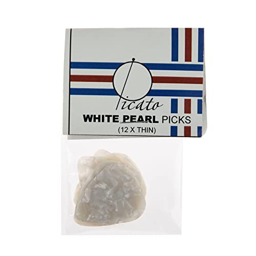 Picato Pearl Lot de 12 médiators fins Blanc - Les Beatles, Paul McCartney, John Lennon, RIngo Starr, George Harrison Picato Pearl Lot de 12 médiators fins Blanc