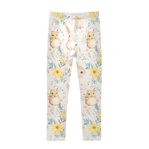 KLL Cute Bunny Rabbit Duckling Spring Bloomy Happy Easter Girls Leggings Comfortable High Waisted Lounge Pants Sports