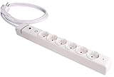 Base múltiple con 6 Tomas, Cable de 1.5 m, protección contra sobretensión y sobrecarga, Ideal para conectar Varios Dispositivos simultáneamente.