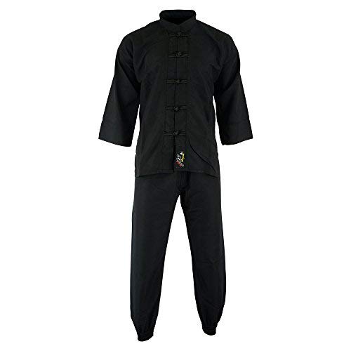 Playwell Elite Kung Fu Microfibra Ultra Leggero Uniforme all Black : Adulti