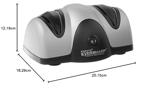 Presto 08800 EverSharp Electric Knife Sharpener, 2-Stage System, Silver/Black