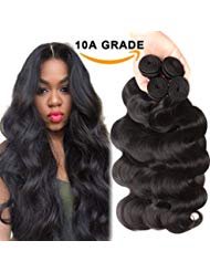 10A Brazilian Hair Body Wave 3 Bundles Deals 100% Unprocessed Virgin Human Hair Extensions Brazilian Body Wave Wavy Weave Hair Human Bundles, 14/16/18 Inch