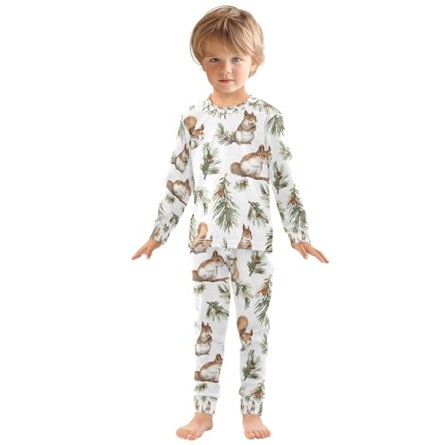 senya Squirrels on Nut Branches Pajamas Set Long Sleeve Soft Cotton Sleepwear 2 Piece3