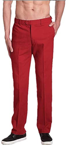 LIBODU Men's Slim Fit Suit Trousers Casual Wedding Straight Male Pants Flat Front Dress Pants for Holiday Party