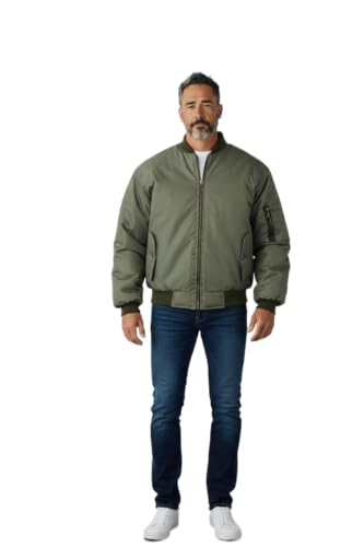 Fashion Force Mens MA1 Bomber Jacket Heavy Padded Military Army Pilot Biker Coat S-5XL (UK, Alpha, L, Regular, Regular, Olive Green)