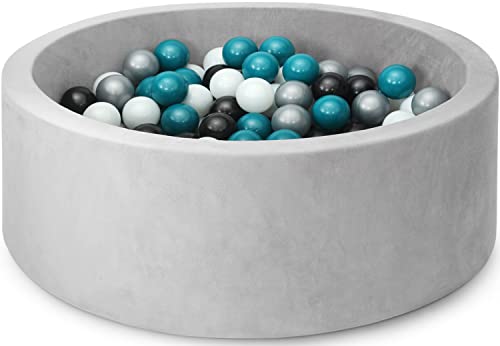 Image of EDOSTORY Ball Pit, ∅ 2.75in 200 Balls Included, Memory Foam Ball Pits for Toddlers Soft Children Round Playpen 35 x 12 inch, Ocean Blue