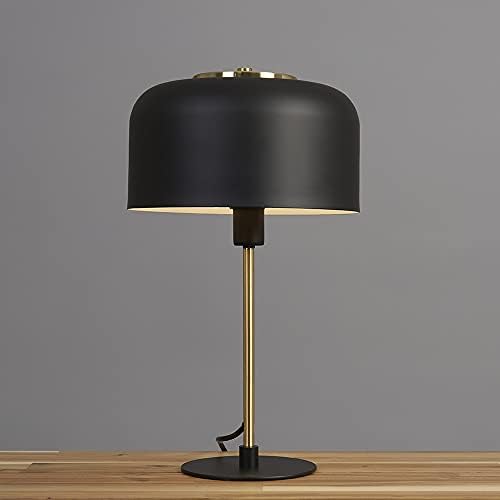 MiniSun MinSun Contemporary Matt Black & Satin Brass Stem Dome Table Lamp - Complete with a 4w LED Golfball Bulb [3000K Warm White]