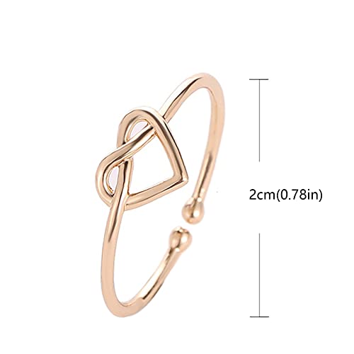 Women Heart Open Ring Adjustable Engagement Rings Twist Minimalist Bridal Wedding Band Proposal Rings (Black, One Size) 5