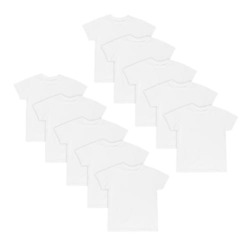 Hanes Boys Undershirt Ecosmart White T-shirts For Short Sleeve 5 Or 10- Pack Base Layer Top White - 10 Pack Large US
