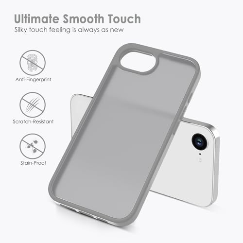Image of TENOC Phone Case Compatible with iPhone SE (2nd 2020 and 3rd 2022 Generation) & iPhone 7 & iPhone 8, Dark Gray Case Translucent Protective Bumper Matte Hard Back Cover for 4.7 Inch