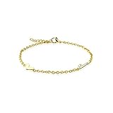 ✔ Lo más destacado: pulsera de acero inoxidable dorado con colgante de amor en calidad de joyería, joyas de acero inoxidable para hombre y mujer