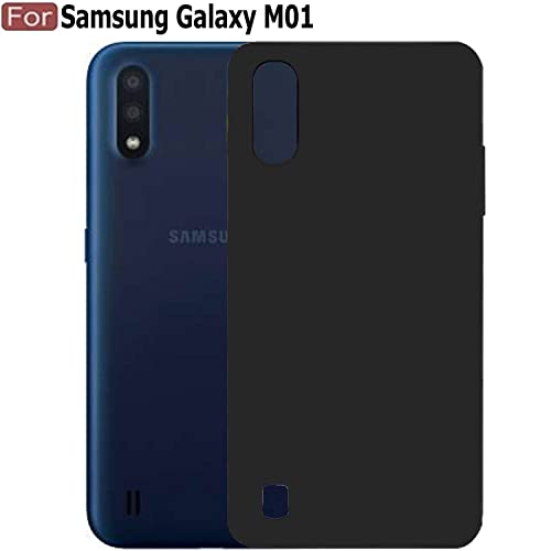 Image of Mobile Back Cover Case for Samsung Galaxy M01 (Silicone Case|CameraProtection|Black SC1510)