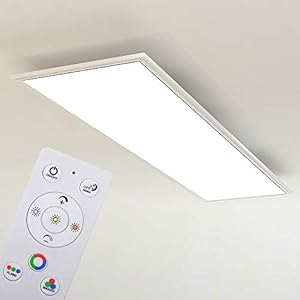 Briloner Leuchten Ultradun Rgb Cct Led-Paneel, Plafondlamp Rechthoekig (119,5 X 29,5 Cm), Wit, Kleurtemperatuurregeling (3.000-6.500 Kelvin), Dimbaar, 4.100 Lumen Lichtopbrengst, Kunststof