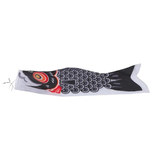 jojofuny Manica a Vento a Forma di Pesce Giapponese Nera 100 Cm, Banderuola Decorativa per Esterni, Streamer Carpa Tradizionale per Feste e Spazi Esterni