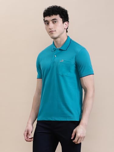 Image of CROCODILE Men Solid Polo T-Shirt | 100% Cotton | Short Sleeve | Slim Fit | Button Placket White