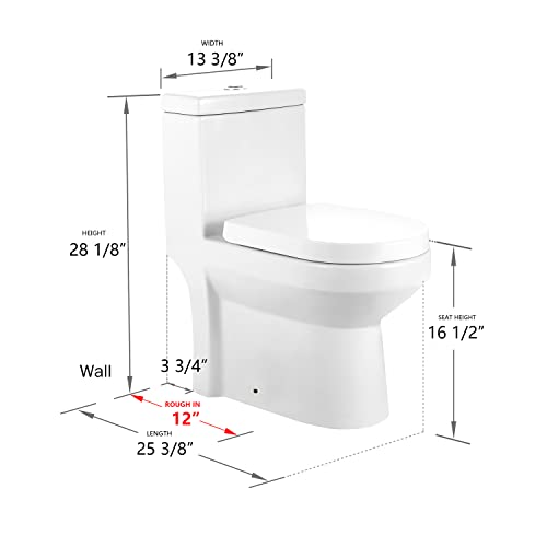 Deervalley Dv-1F52813 Tiny Small Compact Dual Flush One Piece Toilet, Space Saver Commode Designed For Water Closet, Soft Closing Seat Included, High-Efficiency Watersense Cotton White #TOP2