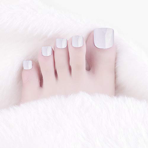 SIUSIO 96Pcs Colorful Fake Toe Nails Full Cover UV Top Coat Covered False Gel Nails Foot Art Tips Sets (Mint Green Pink Purple Series)