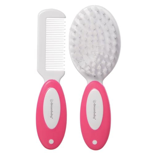 Dreambaby Deluxe Super Soft Bristles Brush and Comb Set - with Easy-Grip Toddler Size Handle - Pink - Model L328