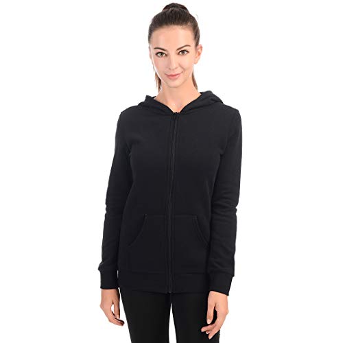 qualidyne Womens Full-Zip Hooded Jacket Fleece Midweight Thermal Sweatshirt Long-Sleeve Hoodie