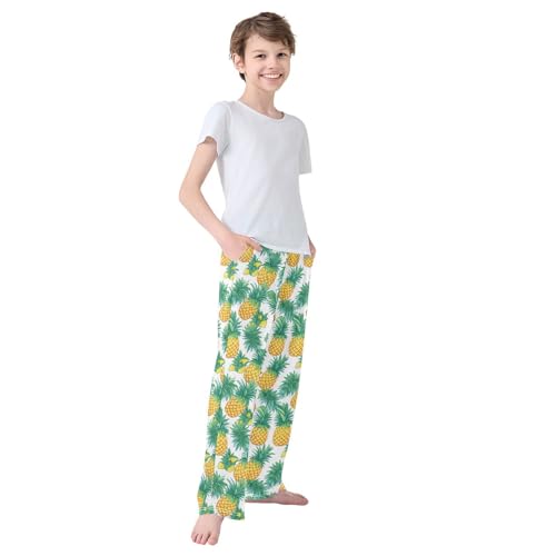 Boys' Pants Pineapple Fruit Green Long Bottoms Jogger Pants Elastic Waist Trousers with Pockets S-XL4