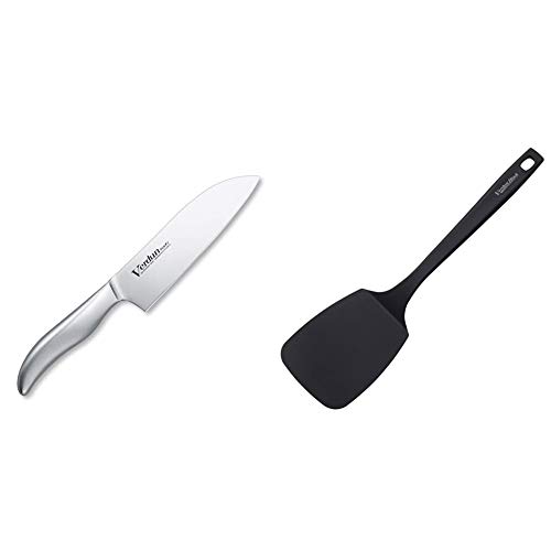 下村工業 日本製 ヴェルダン 三徳 包丁 165mm モリブデン バナジウム 鋼 食洗機 対応 OVD-11 新潟 燕三条製 + 【Amazon.co.jp限定】下村工業 抗菌 日本製 ヴェルダン ブラック ナイロンターナー VB-205 新潟 燕三条製【