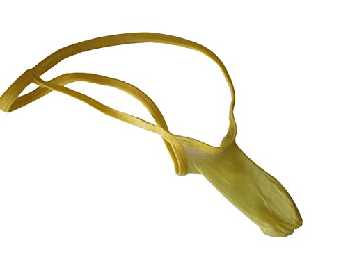 Mens SUPER STRETCHY Stocking Thong Micro Missle Torpedo G String Expandable Underwear BRIGHT YELLOW Made in USA