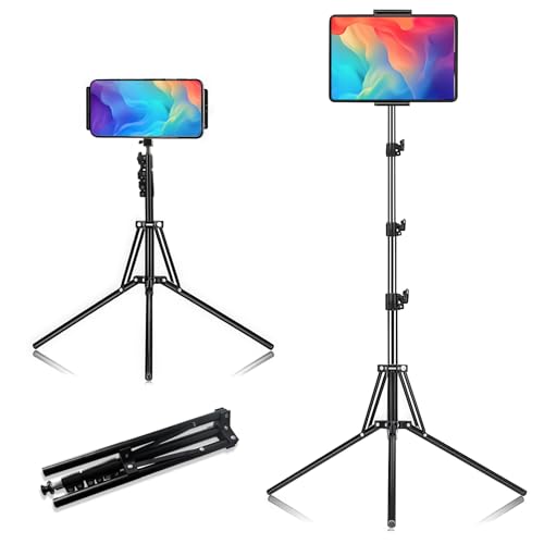 Scalable Tripod Mobile Tablet Floor Stand 65in Tablet Stand with 360 Ball Head Multi functional and portable adjustable fixture+storage bag suitable for photography live streaming etc