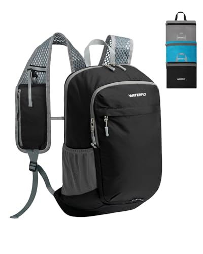 Waterfly Lightweight Foldable 15L Backpack: Small Hiking Packable Rucksack Ultralight Daypack for Women Men Cycling Sports Outdoor