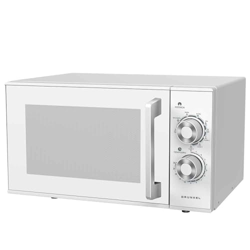 Grunkel Microondas con/sin grill, 205 Litros, 900W + 1000W Grill 20MG 5-6 Niveles de Potencia, 3 Modos Combinados, Temporizador 30 min, Color Blanco (Con Grill)