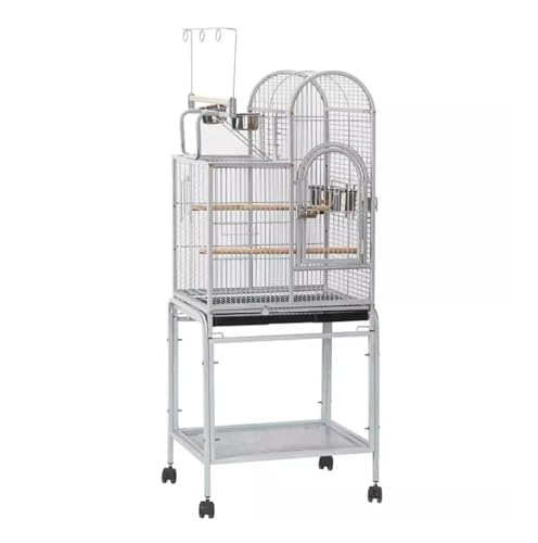 鳥かご 55インチの大型オウムケージ、上部におもちゃのフック付き鳥止まり木、フードカップ、ローリングスタンド、オカメインコラブバード用の鳥ケージ 装飾用鳥かご(B)
