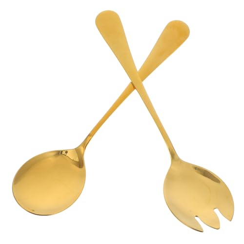 Cabilock 1 Set Salad Serving Set Spoons Polished Fork Kitchen Buffet Tablespoon Appetizer Salad Servers Spoon Salad Serving Utensils Metal Spork Salad Spoon Golden Stainless Steel