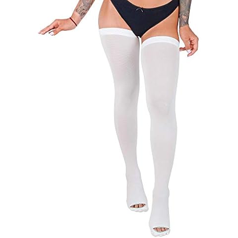 Anti Embolism Compression Stockings, Thigh High Unisex Ted Hose Socks 15-20 mmHg Moderate Level (M) Cover