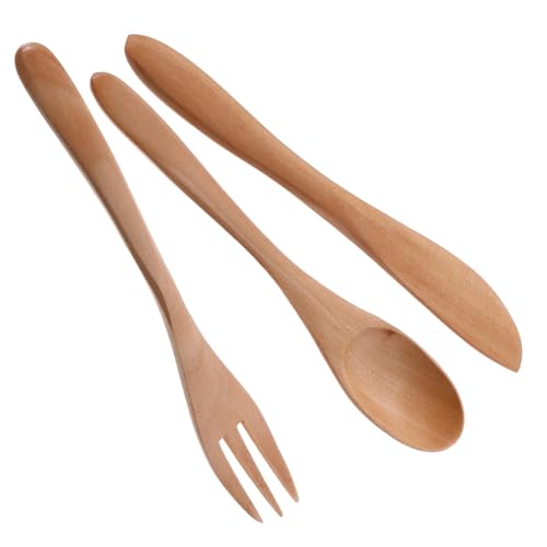 GARIOUANS 木製 用カトラリー 滑らかなエッジと快適なハンドル付き 食洗機対応 食事やキャンプに ホームディナー用フォークナイフスプーン点