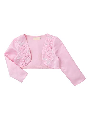 Kids Girls Cotton Cardigan Dress Cover Up Long Sleeve Open Front Bolero Shrug Flower Cropped Jacket3