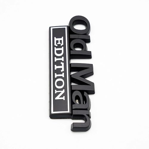 Image of 2pcs Metal Old Man Edition Emblem 3D Badge Fit for Universal Car Truck SUV Side Rear Front Hood Trunk Door Decal Sticker (Black White)