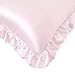 HommxJF Blush Pink Satin Ruffled Pillow Cases for Hair and Skin,Blush Pink Silk Pillowcases Standard Set of 2 with Envelope Closure Princess Room Decoration