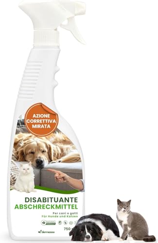 Dermazoo Spray repelente de gatos y perros, 750 ml, spray antiorina para perros y gatos, para jardín y apartamento, spray antiarañazos, aerosol para gatos, para muebles y exteriores