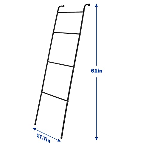 Blanket Ladder Decorative Towel Rack Holder for Bathroom, Wall Leaning Metal Drying Quilt Stand for Living Room Bedroom Farmhouse Home Decor, for Women Mom Mother Her Wife - Black